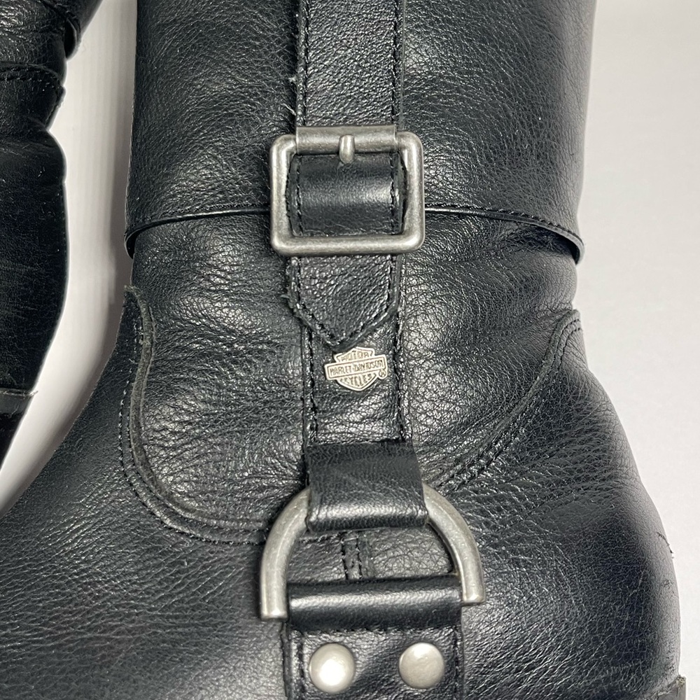 Harley Davidson black leather biker zip booties